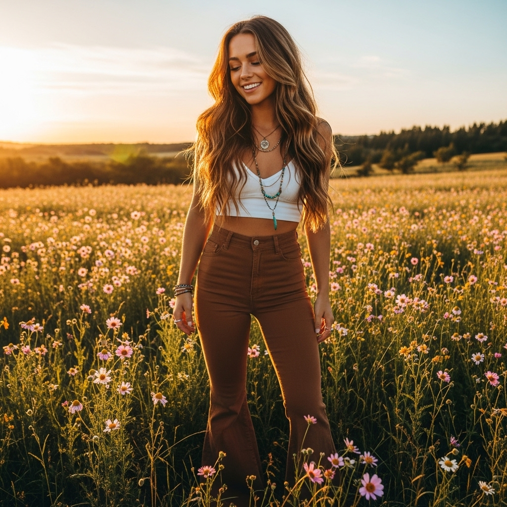 Dzwony z wysokim stanem w stylu boho: inspiracje i pomysły na look